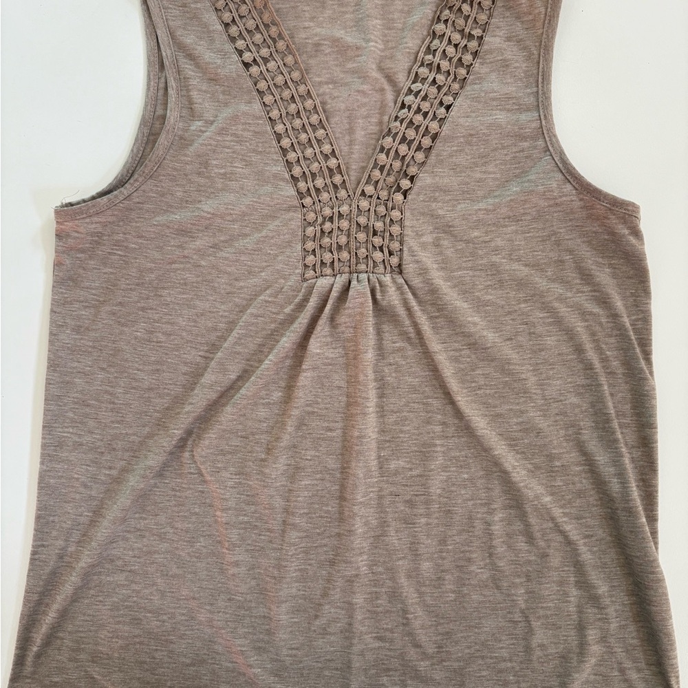 Sleeveless Brown Top with Crochet Detail